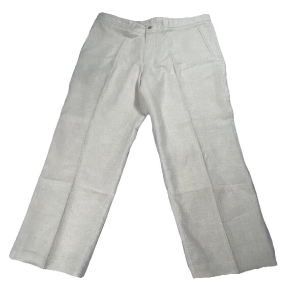 Tasso Elba Island Pants Mens 40x30 (41x29) Beige Linen Pockets Relaxed Summer - Picture 1 of 9